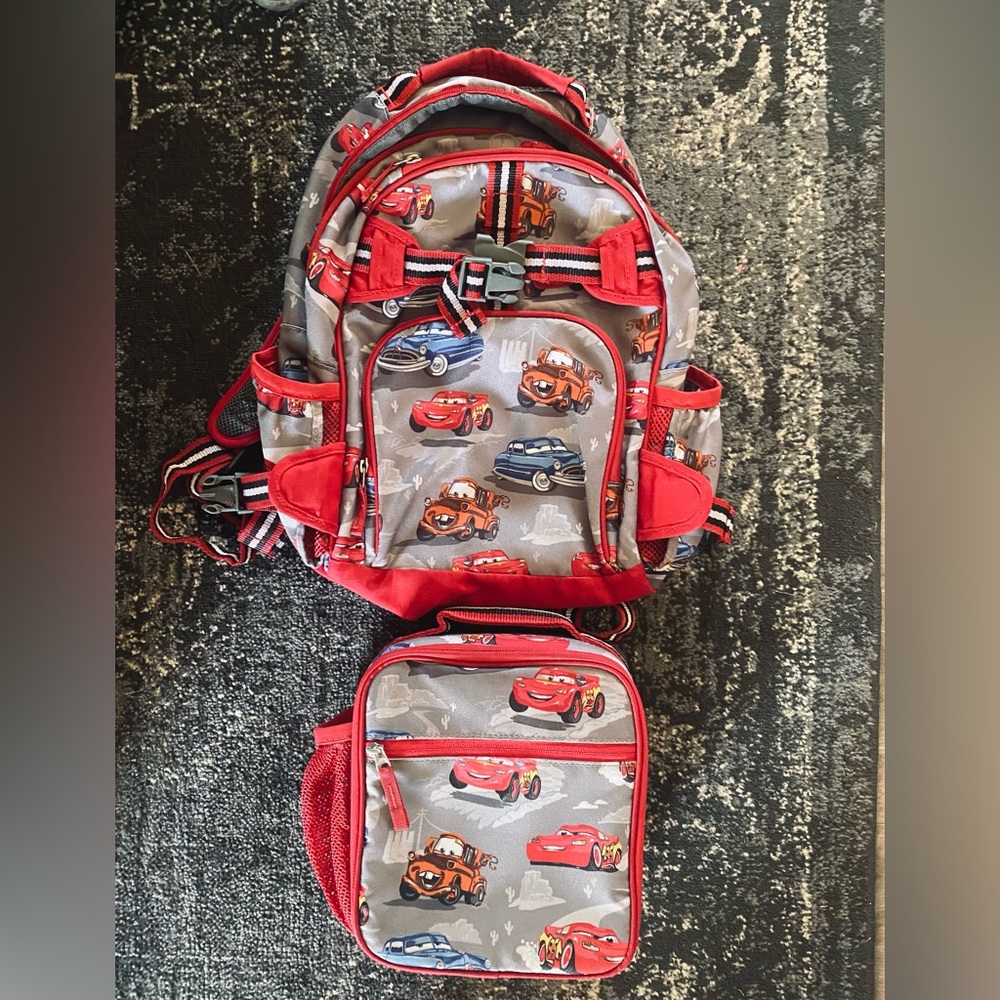 Pottery Barn lightning McQueen backpack and lunch box